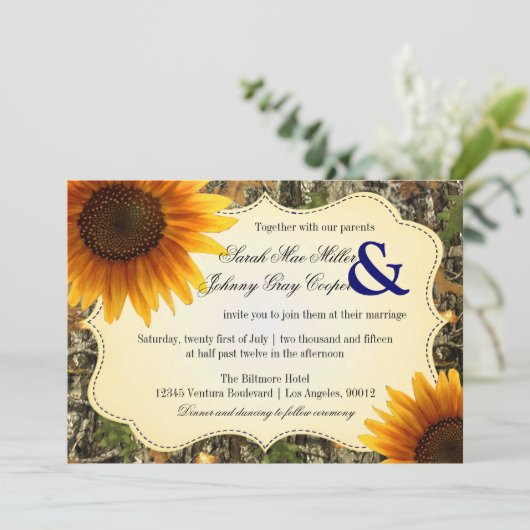 Camo en Oranje uitnodiging voor het uitzenden van (Staand voorkant)