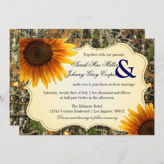 Camo en Oranje uitnodiging voor het uitzenden van (Voorkant / Achterkant)