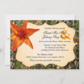 Camo en Sinaasappel Lily Wedding Invitation Kaart (Voorkant)