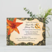 Camo en Sinaasappel Lily Wedding Invitation Kaart (Staand voorkant)