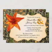 Camo en Sinaasappel Lily Wedding Invitation Kaart (Voorkant / Achterkant)