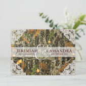 Camo en White Lace Wedding Invitation Kaart (Staand voorkant)