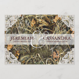 Camo en White Lace Wedding Invitation Kaart