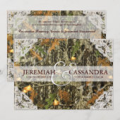 Camo en White Lace Wedding Invitation Kaart (Voorkant / Achterkant)