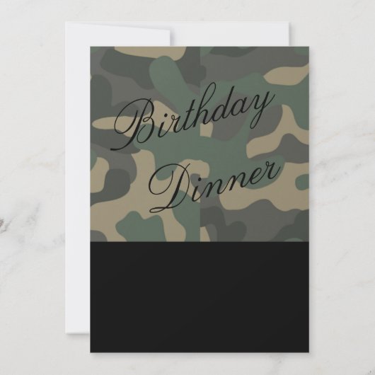 Camo Event Uitnodiging, Diner, Feest, Nieuwe Baby Kaart (Achterkant)