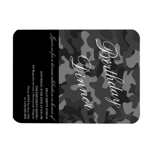 Camo Event Uitnodiging, Diner, Feest, Nieuwe Baby Magneet (Horizontaal)