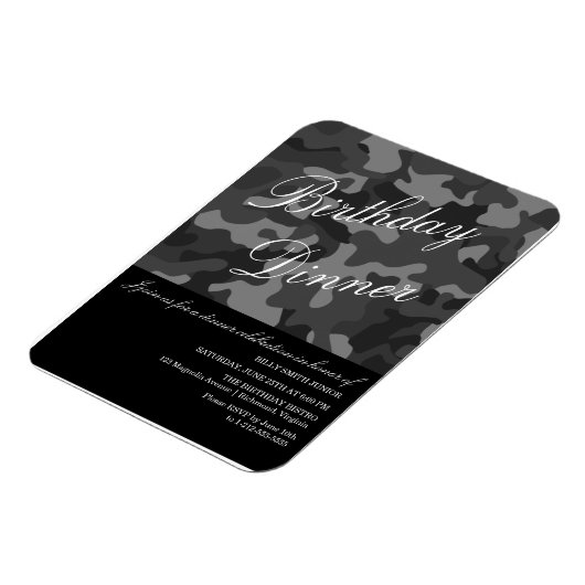 Camo Event Uitnodiging, Diner, Feest, Nieuwe Baby Magneet (Linkerzijde)
