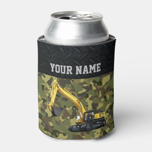 Camo Excavator Construction Equipment Cool Name Blikjeskoeler (Blikje Voorkant)