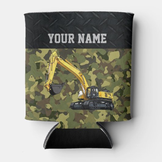 Camo Excavator Construction Equipment Cool Name Blikjeskoeler (Voorkant)