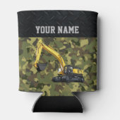 Camo Excavator Construction Equipment Cool Name Blikjeskoeler (Achterkant)