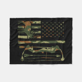 Camo Flag Deer Bow Hunting Patriotic Hunter Pap Fleece Deken (Voorkant (Horizontaal))