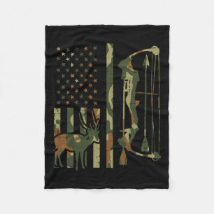 Camo Flag Deer Bow Hunting Patriotic Hunter Pap Fleece Deken