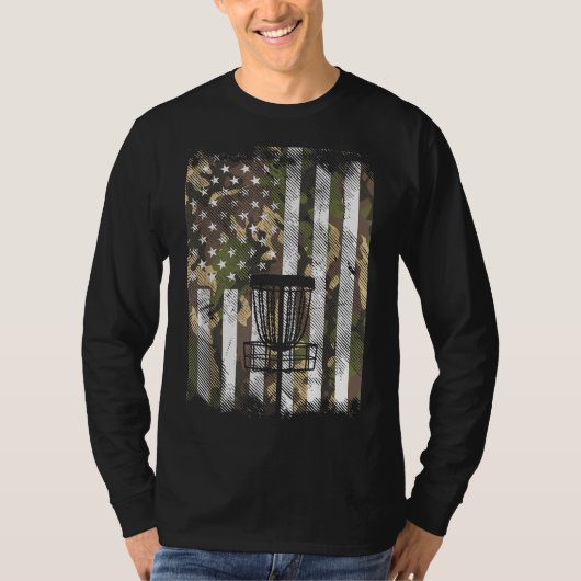 Camo Flag Disc Golfmand  Golfing Patriot T-shirt (Voorkant)