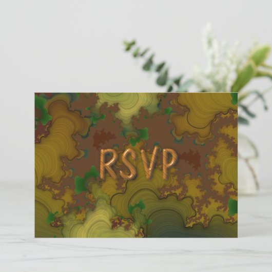 Camo Fractal Reception RSVP Kaart (Staand voorkant)