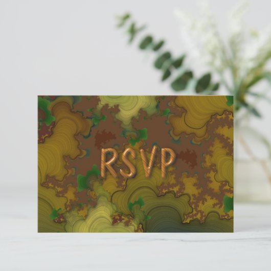 Camo Fractal Reception RSVP Kaart (Staand voorkant)