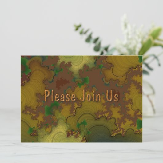 Camo Fractal Wedding Invitation Kaart (Staand voorkant)