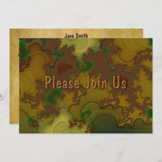 Camo Fractal Wedding Invitation Kaart (Voorkant / Achterkant)
