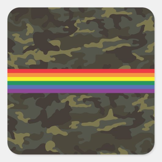 Camo Gay Pride Vierkante Sticker (Voorkant)