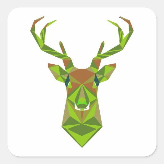 Camo Geometrisch Hertenhoofd Vierkante Sticker (Voorkant)