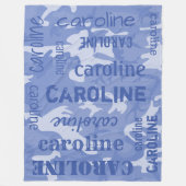 Camo Gepersonaliseerd Blauw Fleece Deken (Voorkant)