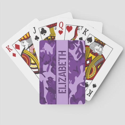Camo gepersonaliseerd paars pokerkaarten (Achterkant)
