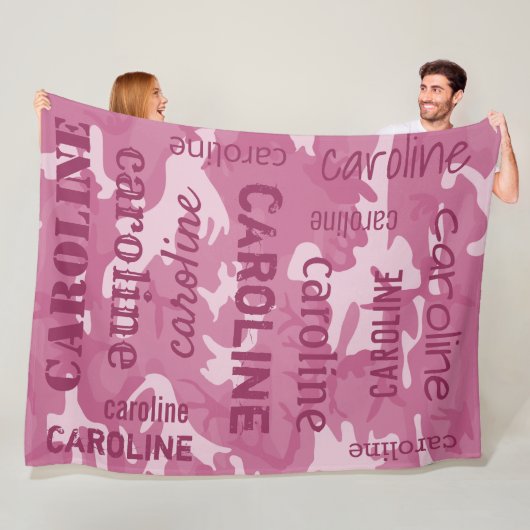 Camo Gepersonaliseerd Roze Fleece Deken (In situ)