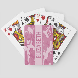 Camo gepersonaliseerd roze pokerkaarten