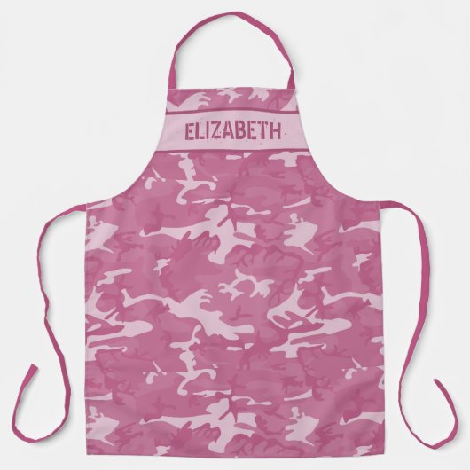 Camo gepersonaliseerd roze schort (Voorkant)