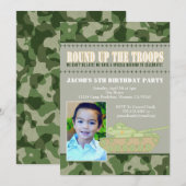 Camo Green Army Mannen Birthday Party Invitation Kaart (Voorkant / Achterkant)