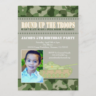 Camo Green Army Mannen Birthday Party Invitation Kaart