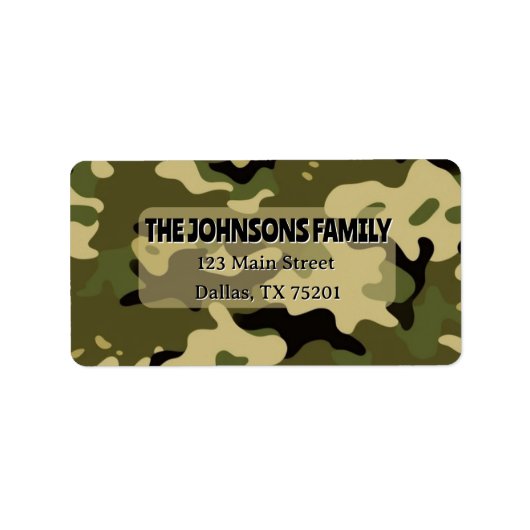 Camo Green, Brown, Tan, Black  Address Label (Voorkant)