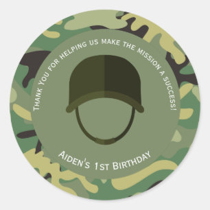Camo Green Leger Verjaardag Sticker