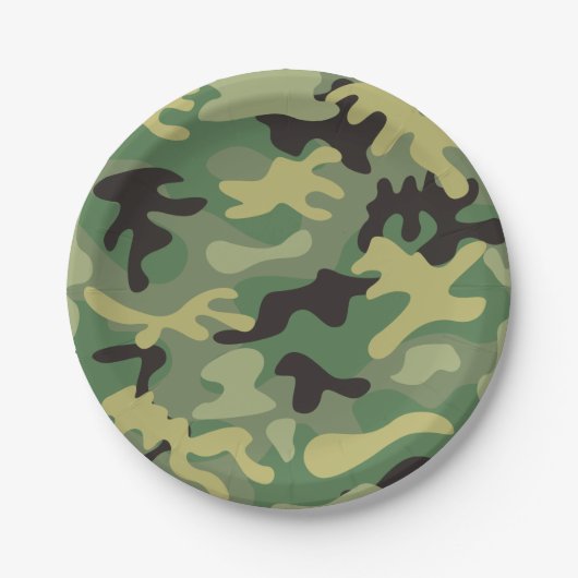 Camo Green | Verjaardag leger Papieren Bordje (Voorkant)