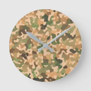 Camo - Groen Sinaasappel zwart Ronde Klok