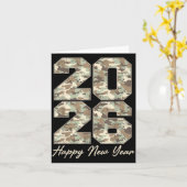 Camo Happy New Year Party 2026 Family Matching Cos Kaart (Gele Bloem)