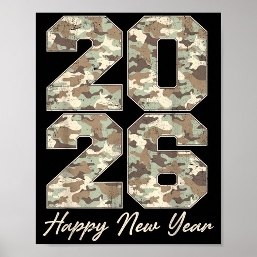 Camo Happy New Year Party 2026 Family Matching Cos Poster (Voorkant)