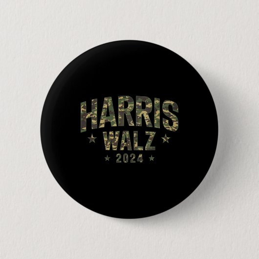 Camo Harris Walz 2024 Verkiezing Tim Walz Kamala C Ronde Button 5,7 Cm (Voorkant)