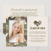 CAMO HEART AFSTUDEREN FOTO ANNOUNCEMENT INVITE KAART (Voorkant / Achterkant)