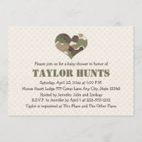 Camo Heart Baby Shower-uitnodigingen