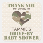 Camo Heart Drive by Baby shower Hartelijk dank Vierkante Sticker (Voorkant)