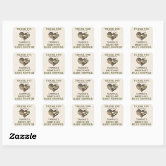 Camo Heart Drive by Baby shower Hartelijk dank Vierkante Sticker