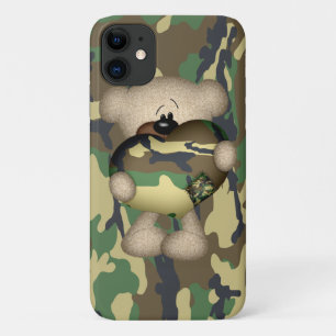 Camo Heart Militaire Teddy Bear iPhone 11 Hoesje