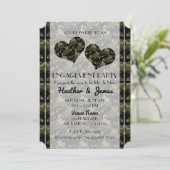 Camo Hearts Camouflage Verloving Douche Party Kaart (Staand voorkant)