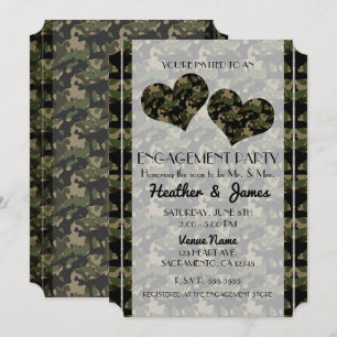 Camo Hearts Camouflage Verloving Shower Party Kaart
