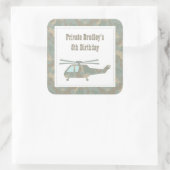 Camo Helikopter Army Boys Verjaardagsfeestje Stick Vierkante Sticker (Tas)