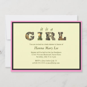 Camo Het is een Girl Baby shower Uitnodiging