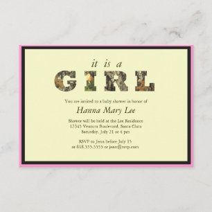 Camo Het is een Girl Baby shower Uitnodiging