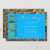 Camo, het is een jongen! - Uitnodiging tot Baby sh (Voorkant / Achterkant)