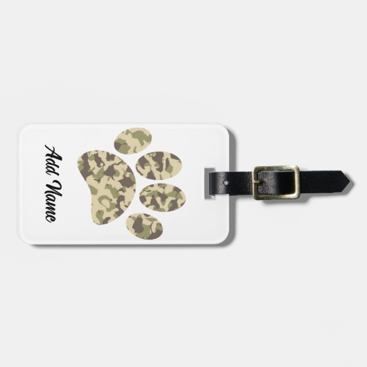 Camo hondenpootafdruk bagagelabel (Voorkant horizontaal)