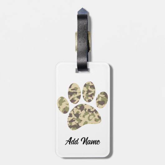 Camo hondenpootafdruk bagagelabel (Achterkant verticaal)